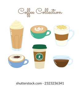 set of various coffee cups
