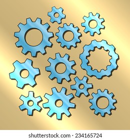 Set of various cogs