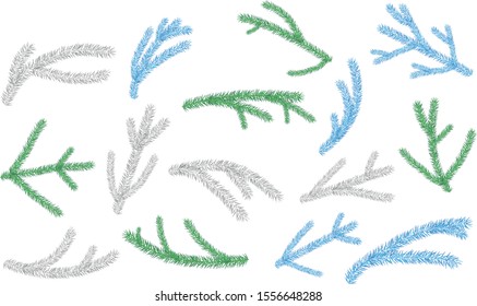 Set of various color vector christmas branches