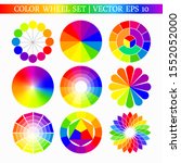 Set of various color wheels with bright pallets. Color charts of different shapes. Vector illustration for your graphic design.