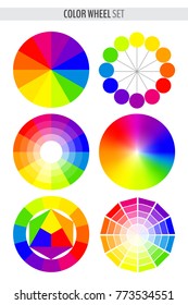 Set of various color wheels isolated on white background. Vector illustration for your graphic design.