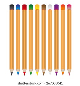 set of various color wooden vector crayons eps10