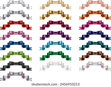 Set of various colored ribbons
