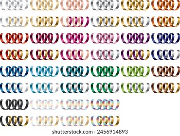 Set of various colored ribbons