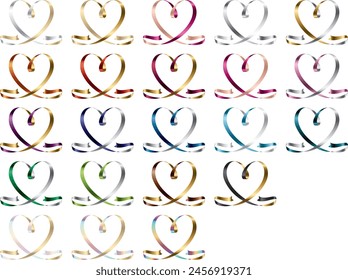 Set of various colored ribbons