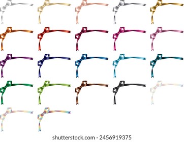 Set of various colored ribbons