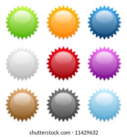 Set of various colored round sticker icons