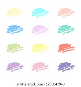Set of various colored smears. 2021 color trends palette on brush strokes. Color swatch concept modern style. Vector illustration.