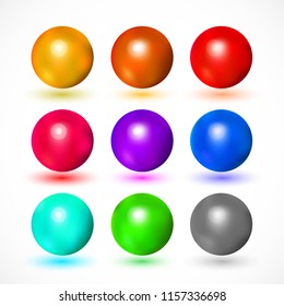 Set of various colorful and bright spheres. Vector illustration for your graphic design.