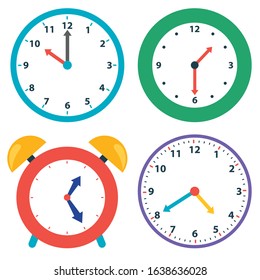 Set Of Various Colorful Clocks