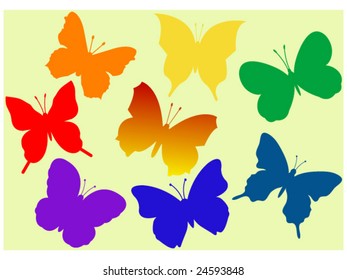 set of various colorful flying butterflies vector illustration