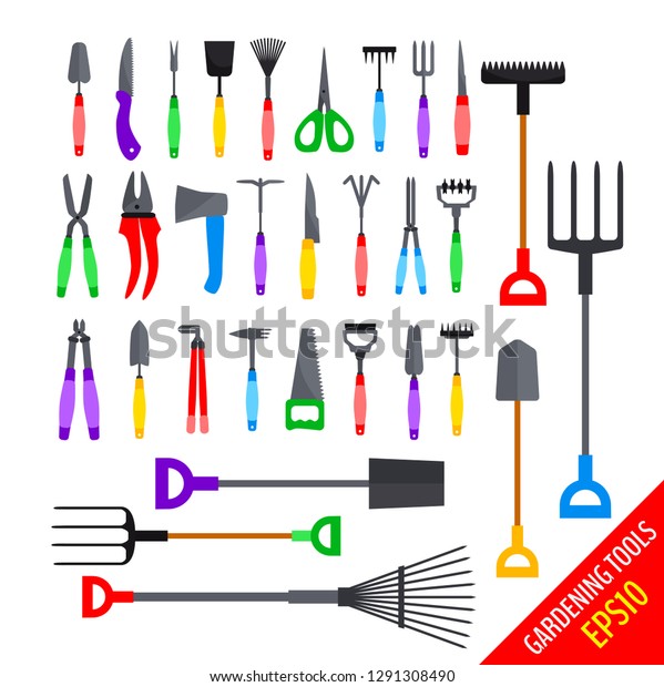 Set Various Colorful Gardening Tools Isolated Stock Vector (Royalty Free) 1291308490 Shutterstock
