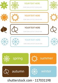set of various colorful labels and stickers with four seasons symbols
