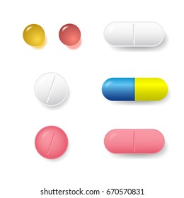 Set Vector Realistic Pills Capsules Isolated Stock Vector (Royalty Free ...