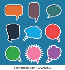 Set of Various Colorful Speech Bubbles, Vector, eps 10