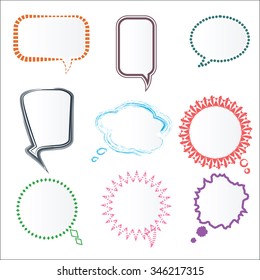 Set of Various Colorful Speech Bubbles in Different Frames, Vector