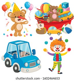 Set Of Various Colorful Toys