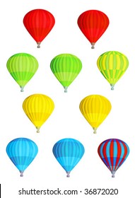 Set of various colorful vector hot air balloons isolated on white background