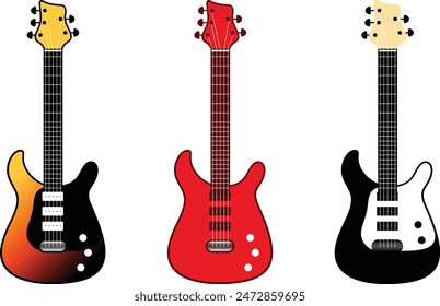 Set of various colors of bass guitar (5 string)