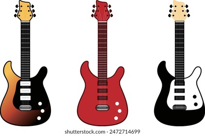 Set of various colors of electric guitar_both sides version
