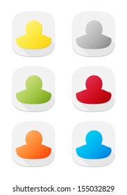 The set of various colors man icons / The man icon / Head icon