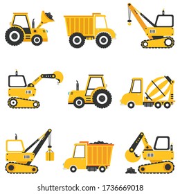 Set Of Various Construction Machines