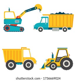 Set Of Various Construction Machines