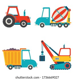 Set Of Various Construction Machines