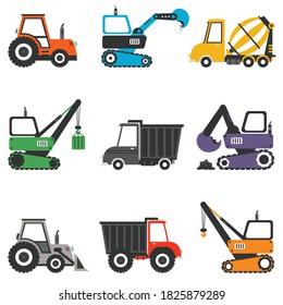 Set Of Various Construction Machines