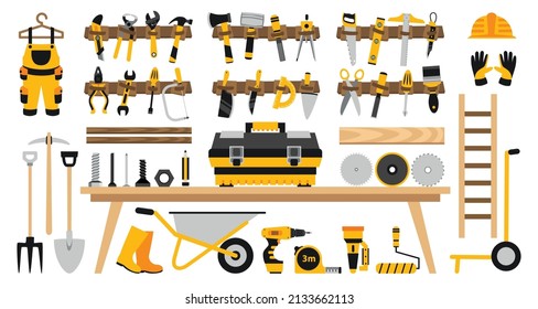 Set Of Various Construction Tools