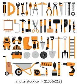 Set Of Various Construction Tools