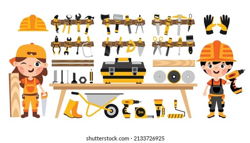 Set Of Various Construction Tools