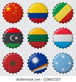 Set of Various Country Flags, Isolated on Grey Background. Vector Illustration. Part 5 of 14
