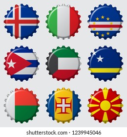 Set of Various Country Flags, Isolated on Grey Background. Vector Illustration. Part 7 of 14
