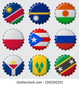 Set of Various Country Flags, Isolated on Grey Background. Vector Illustration. Part 10 of 14