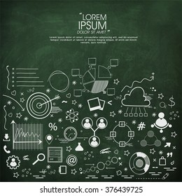 Conjunto de vários elementos infográficos criativos no fundo verde para o conceito de negócios.