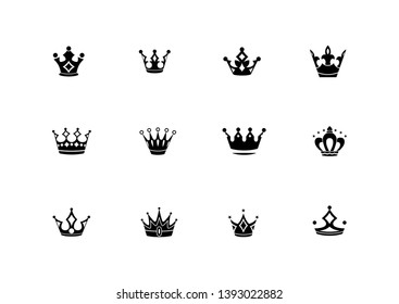 set of various crowns icon design vector