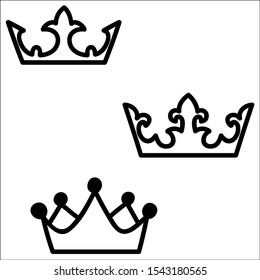 Set of various crowns isolated on white vector illustration.