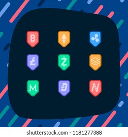 Set of various cryptocurrencies electronic cash symbol vector