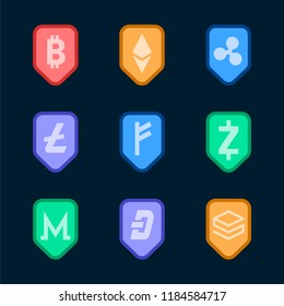 Set of various cryptocurrencies electronic cash symbol vector