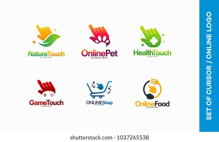 Set of Various Cursor logo designs concept, Various Cursor Technology logo template designs vector illustration