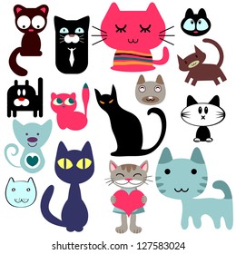 Set of various cute cats