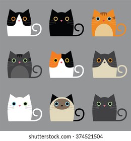 Set of various cute cats