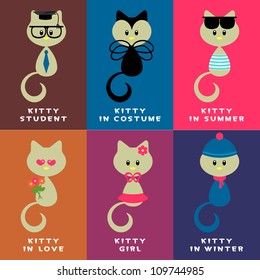 A set of various cute kittens
