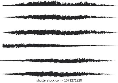 Set of various cuts and torn silhouettes. Isolated on white background. Cuts top view