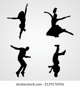 Set of various dance Silhouette vector. Premium vector