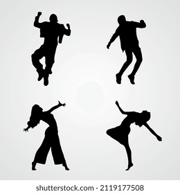Set of various dance Silhouette vector. Editable vector