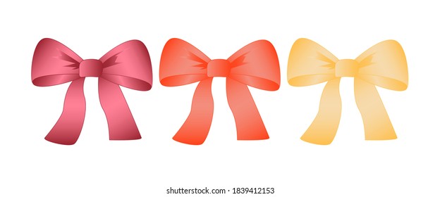 Set of various decorative bows for gift decoration