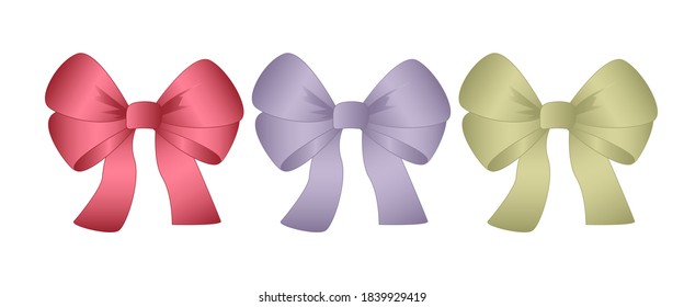 Set of various decorative bows for gift decoration