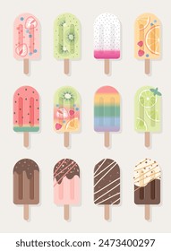 Conjunto de varias paletas decorativas. Imágenes de Ilustración vectorial.